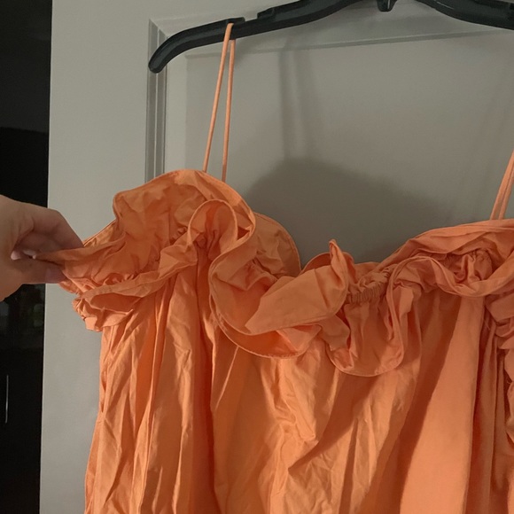 Orange Maxi Dress with Ruffle Top - Picture 2 of 5